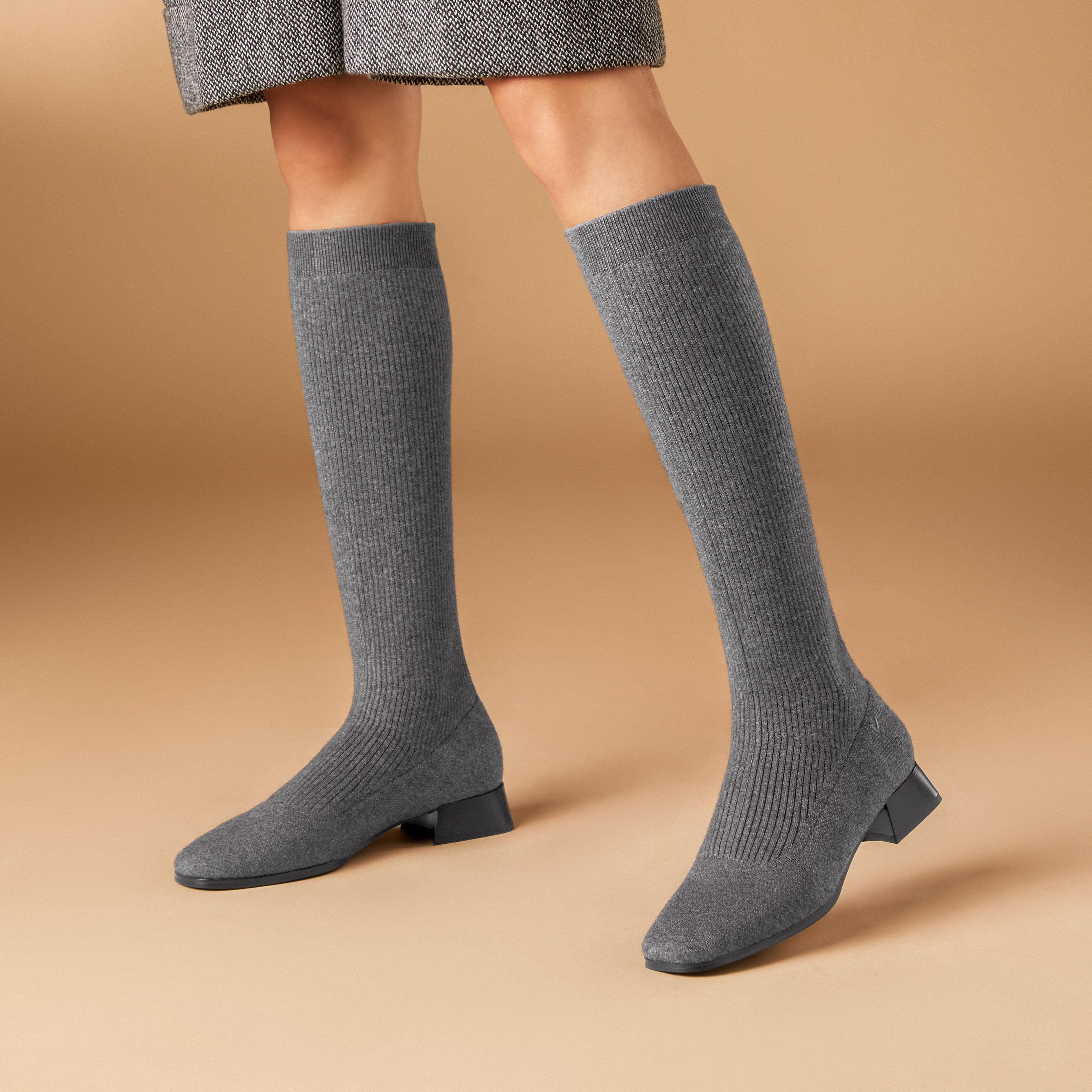 Square-Toe Water Repellent Wool Knee-High Boots (Tara Pro) Product Image