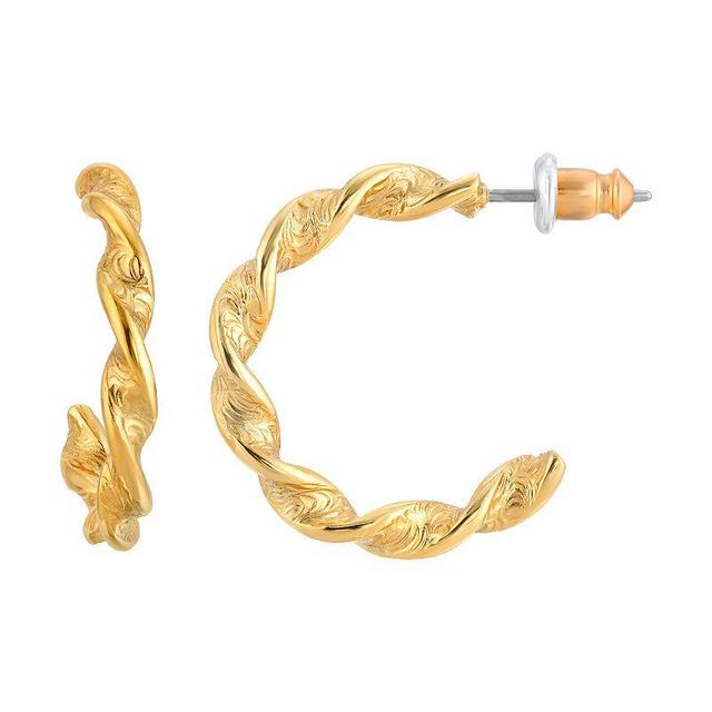 1928 Gold Tone Twisted C-Hoop Earrings, Womens Product Image