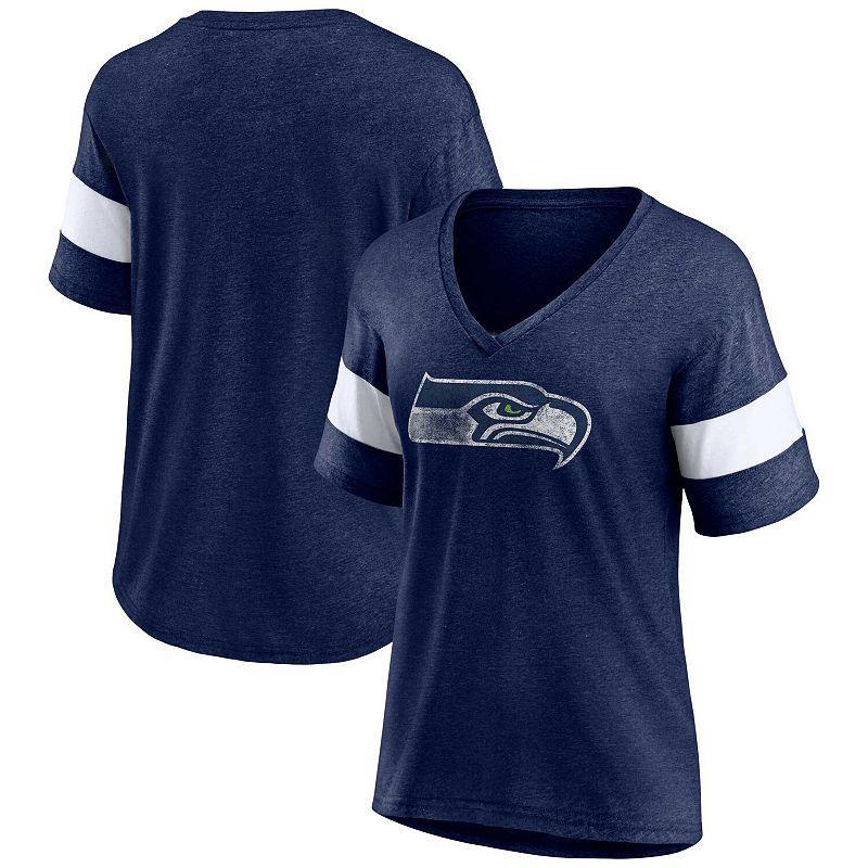 Womens Fanatics Branded College Seattle Seahawks Plus Size Logo V-Neck T-Shirt Blue Product Image