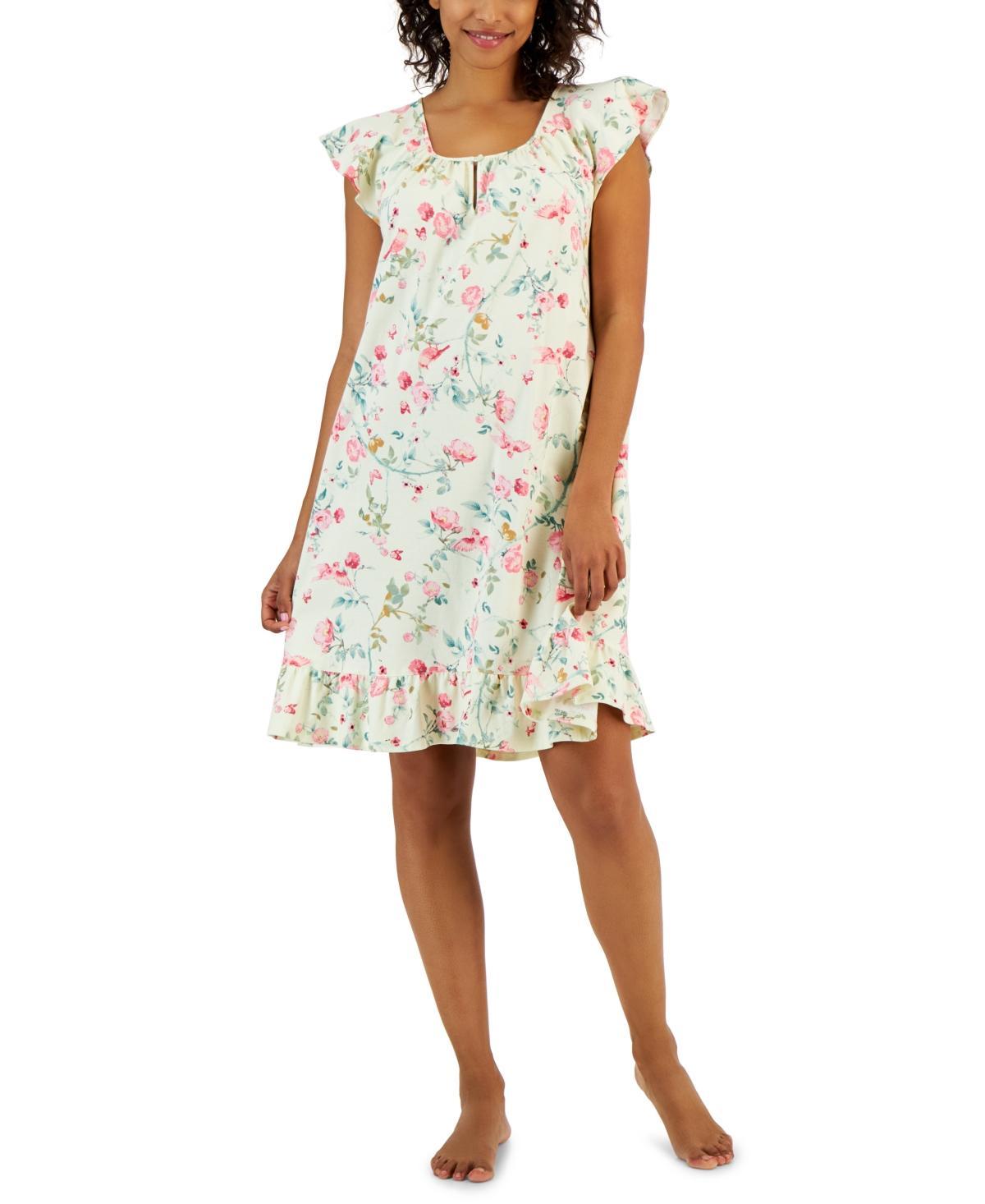 Women's Cotton Printed Flutter-Sleeve Chemise, Created for Macy's Product Image