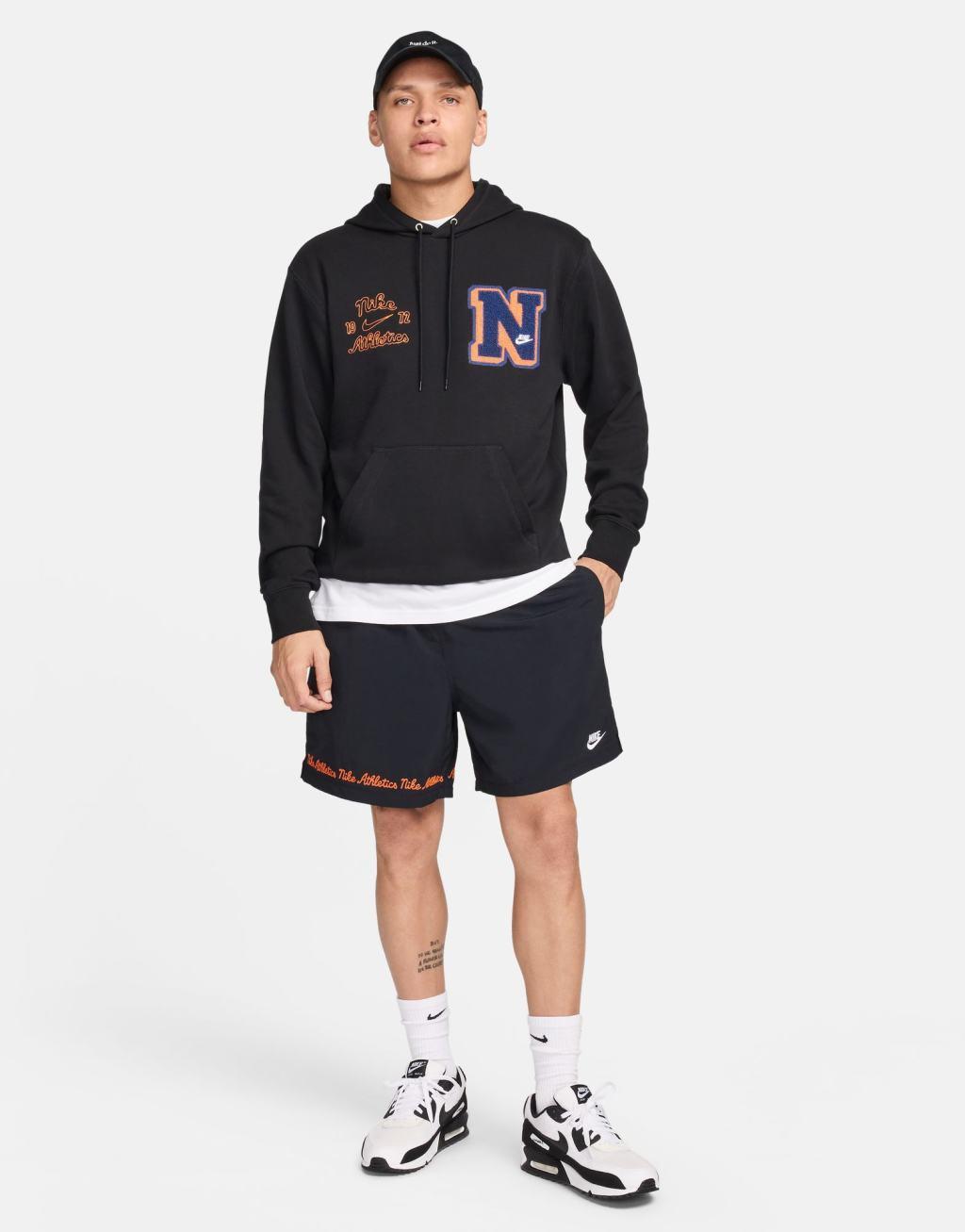 Nike Club varsity shorts in black Product Image