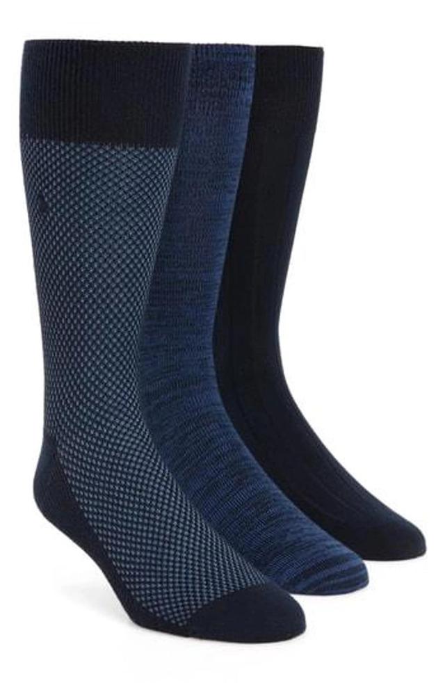 Supersoft Bird's Eye Assorted 3-pack Socks In Navy Product Image