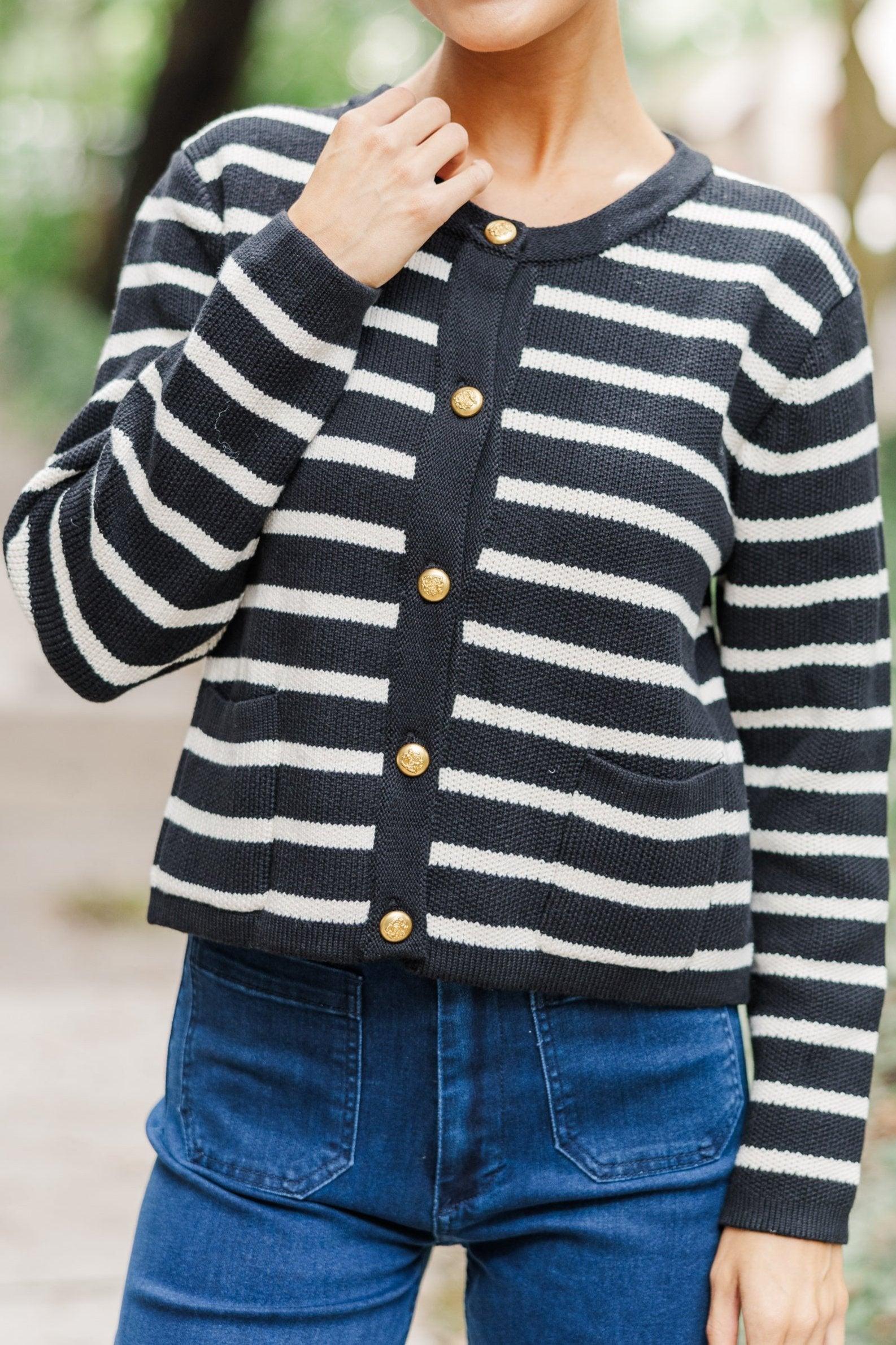 Luck Be A Lady Black Striped Cardigan Female Product Image