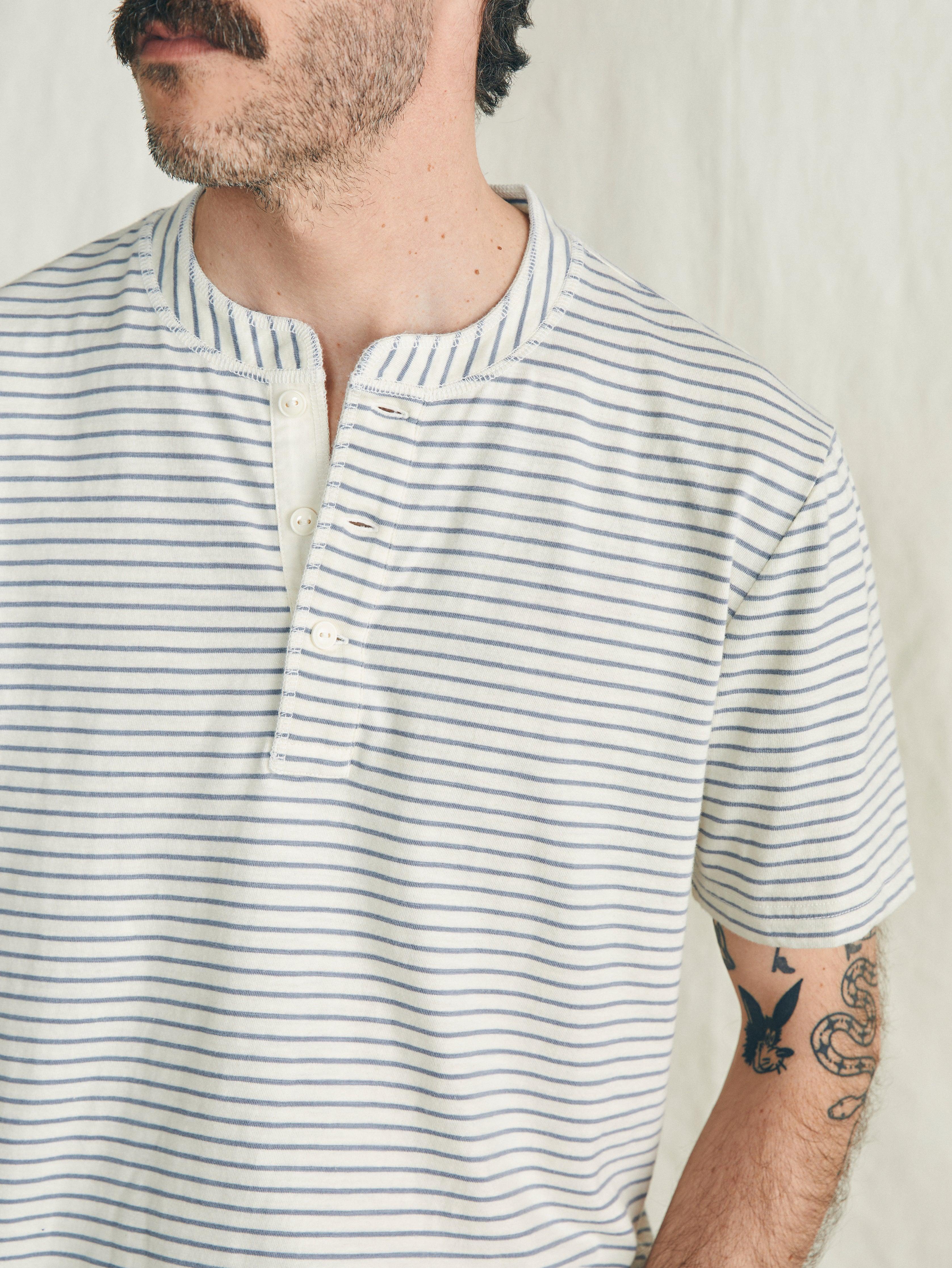 Short-Sleeve Sunwashed Henley - Shell Flint Stripe Male Product Image