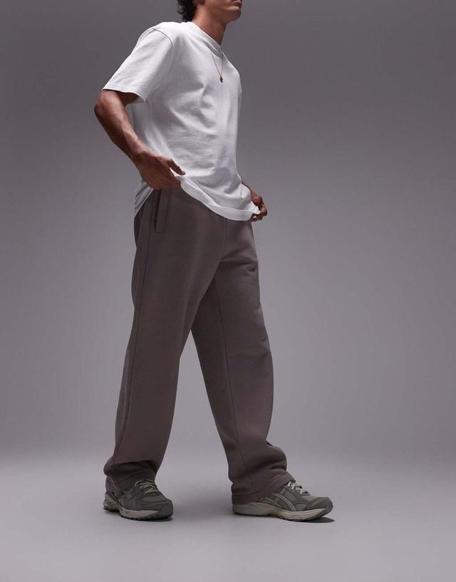 Topman straight leg sweatpants in stone Product Image