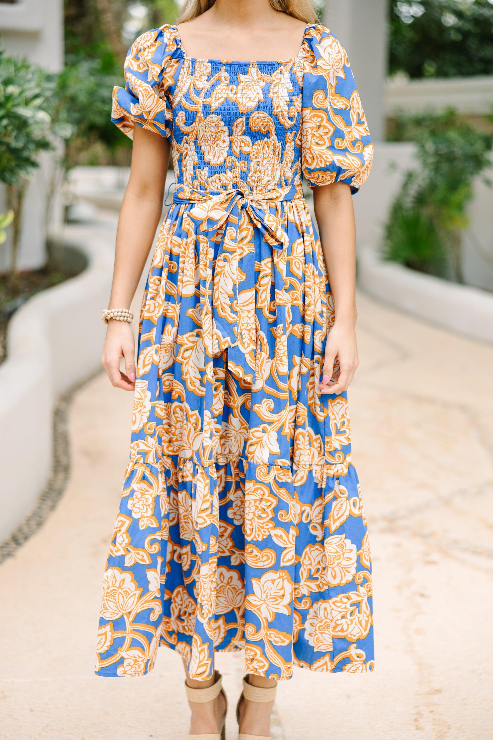 Feeling Bold Blue Floral Maxi Dress Female Product Image