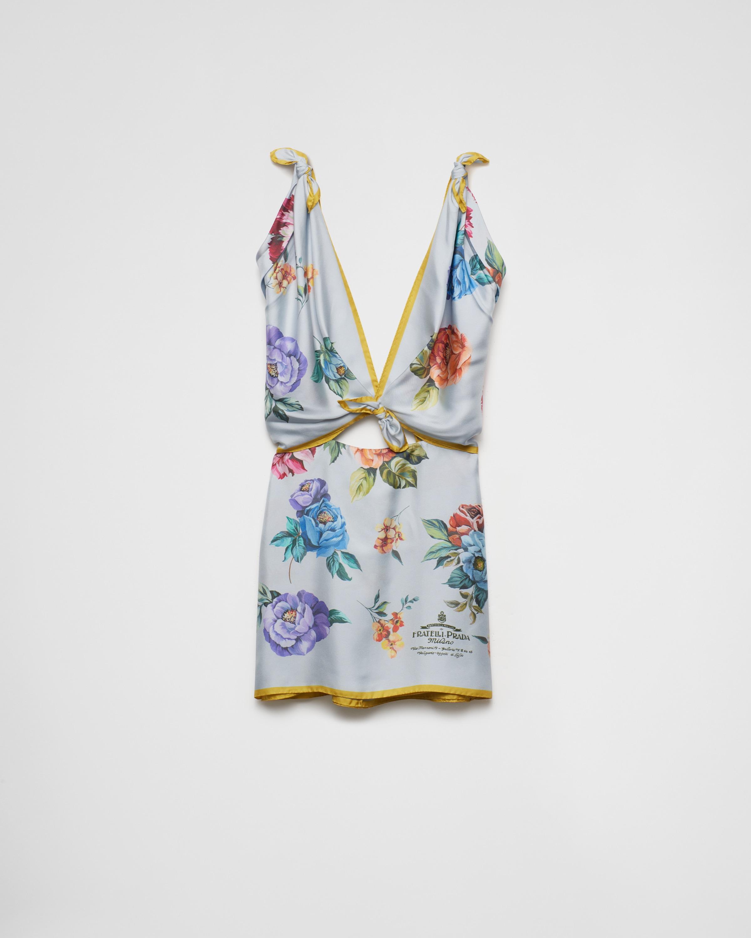 Floral-print Plunge-neck Silk Mini Dress In Assorted Product Image