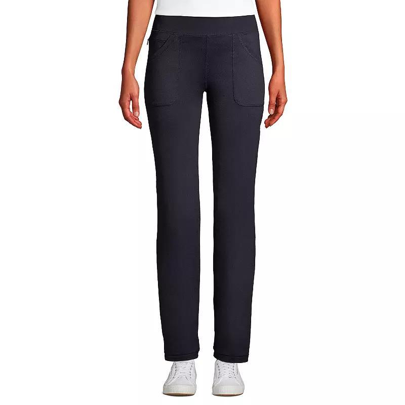 Petite Lands End Active Straight-Leg Pants, Womens Green Moss Product Image