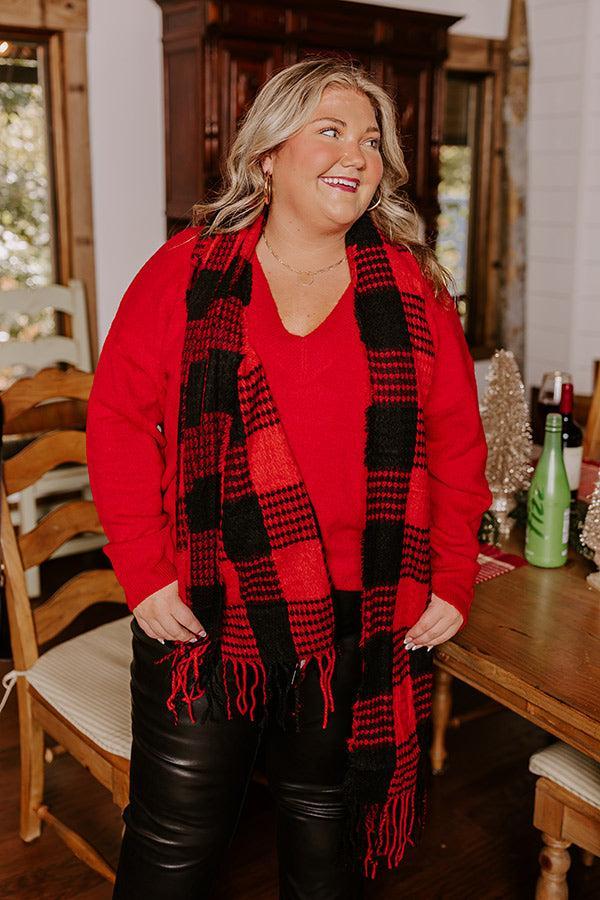 Peppermint Mocha Buffalo Check Scarf In Red Product Image