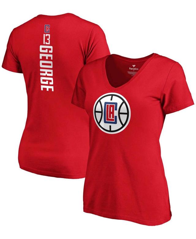 Womens Fanatics Branded Paul George LA Clippers Playmaker Logo Name & Number V-Neck T-Shirt Product Image