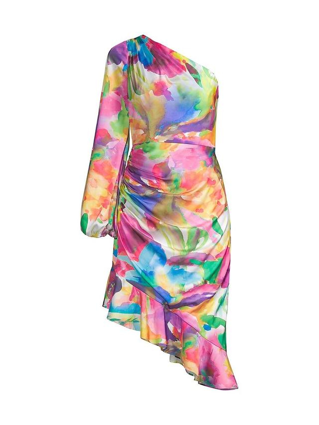 Womens Asymmetric Watercolor Cocktail Dress Product Image