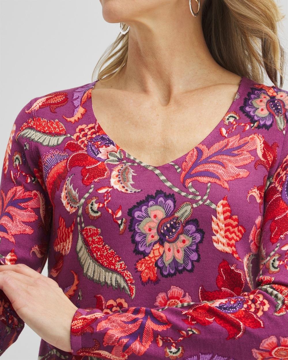 Spun Rayon Floral V-neck Pullover Product Image