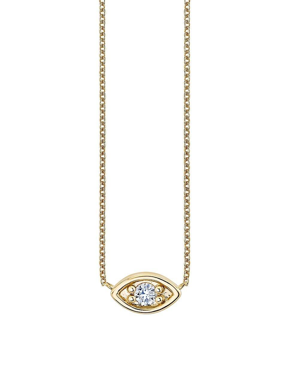 Womens Large Marquis Eye 14K Gold & Diamond Necklace Product Image