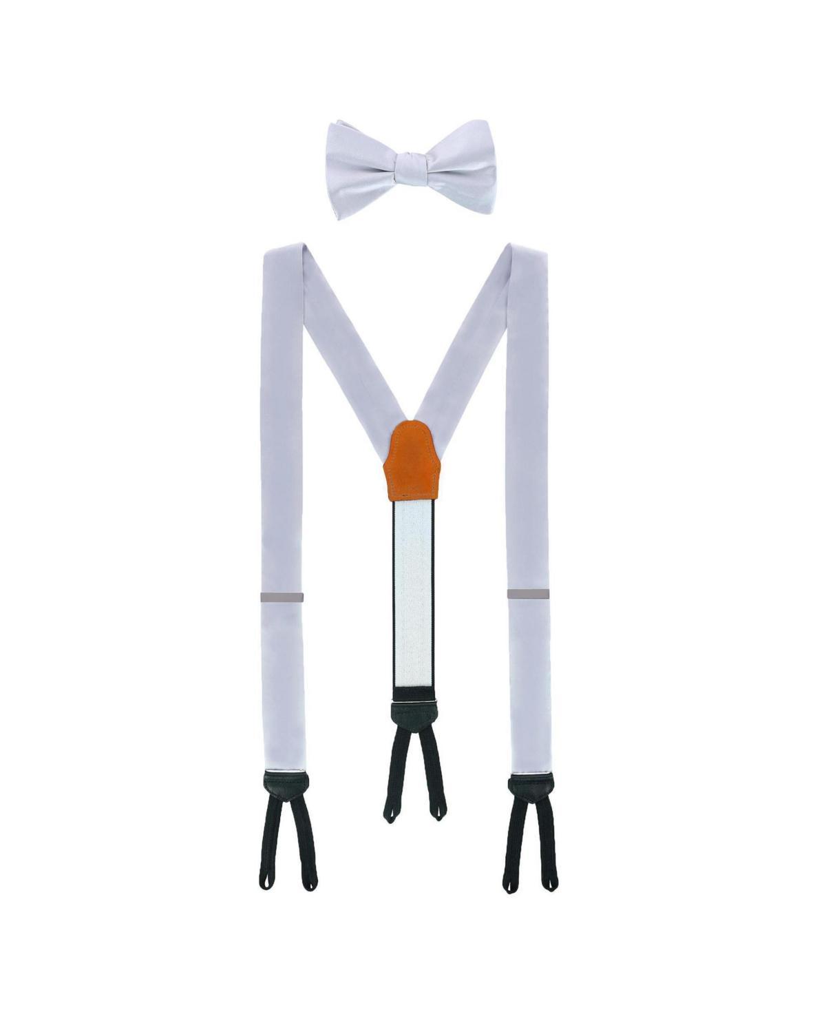 Trafalgar Mens Sutton Solid Color Silk Brace and Bow Tie Combo Product Image