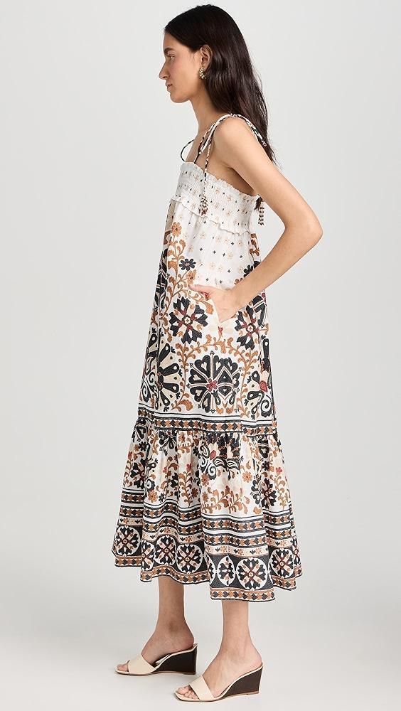 FARM Rio Flower Fan Tapestry Off-White Midi Dress | Shopbop Product Image