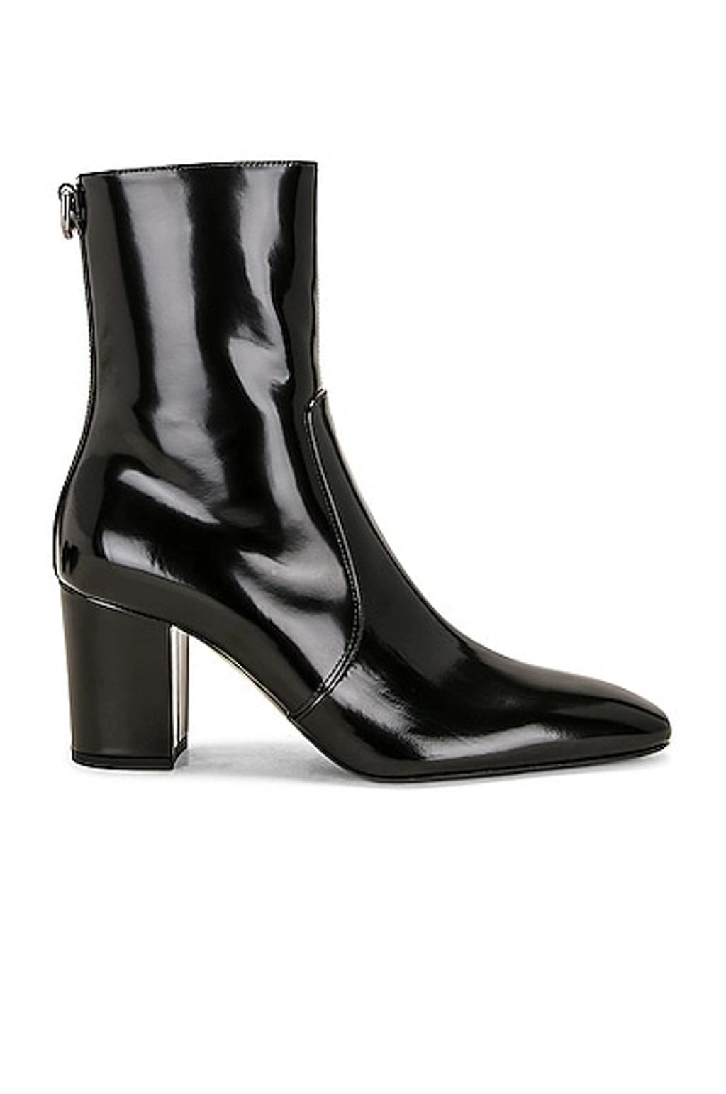 SAINT LAURENT Betty Buckled Glossed-leather Knee Boots In Black product image