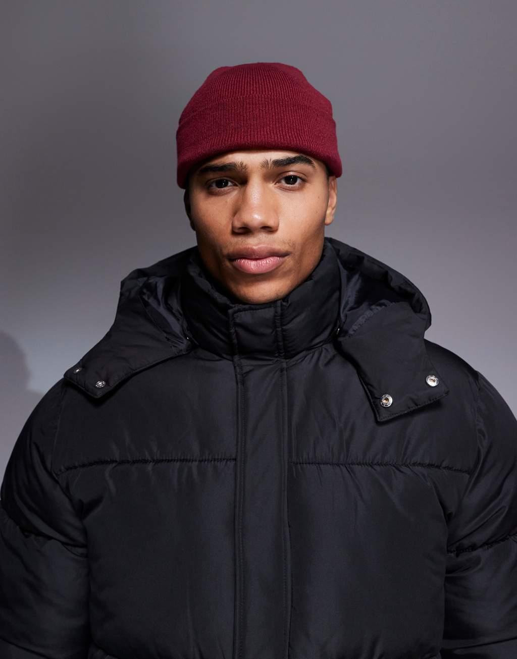 ASOS DESIGN puffer jacket with detachable hood in black Product Image