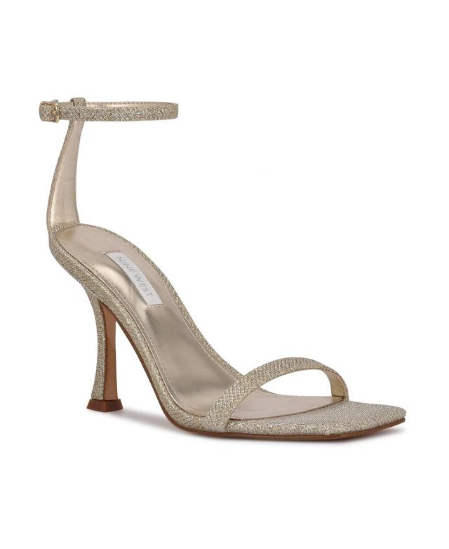 Nine West Yess Womens Ankle Strap Dress Sandals Silver Glitter Product Image