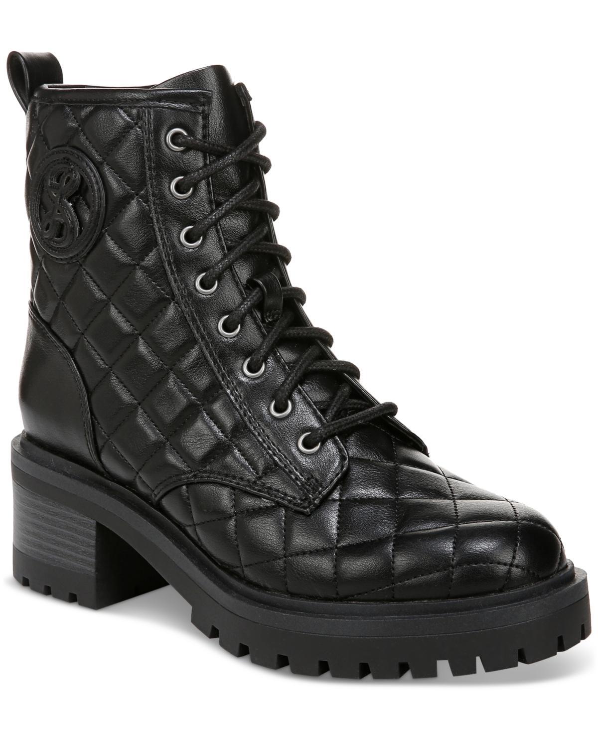 Sam and Libby Womens Otis Quilted Lug Sole Lace Up Combat Boots Product Image