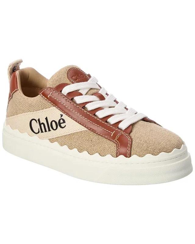 CHLOÉ Lauren Canvas & Leather Sneaker In Beige Product Image