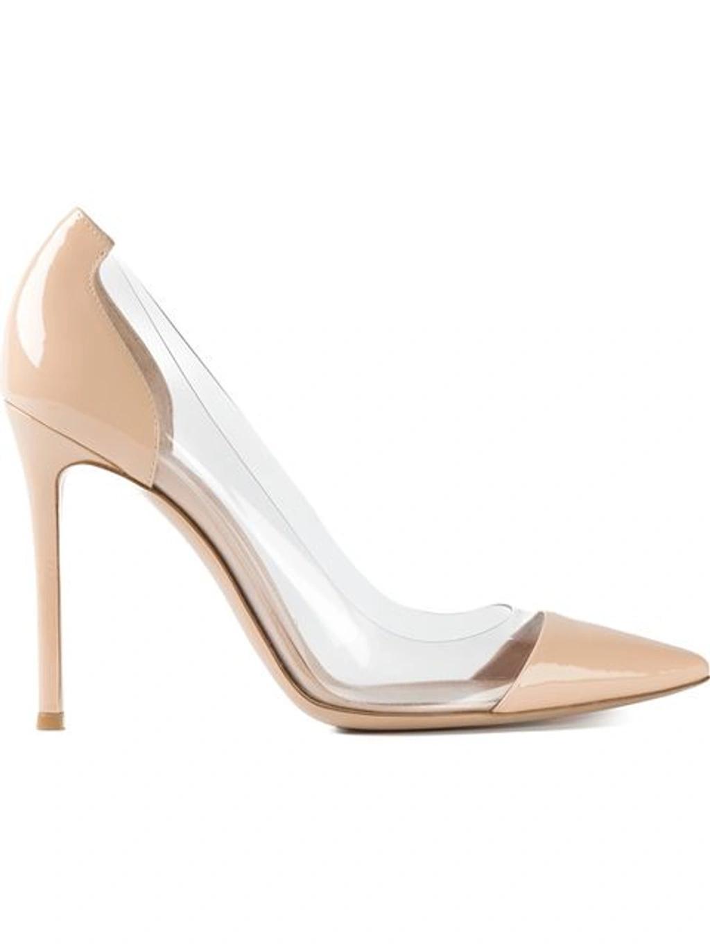 GIANVITO ROSSI Plexi 105 Patent-leather And Pvc Pumps In Neutrals Product Image