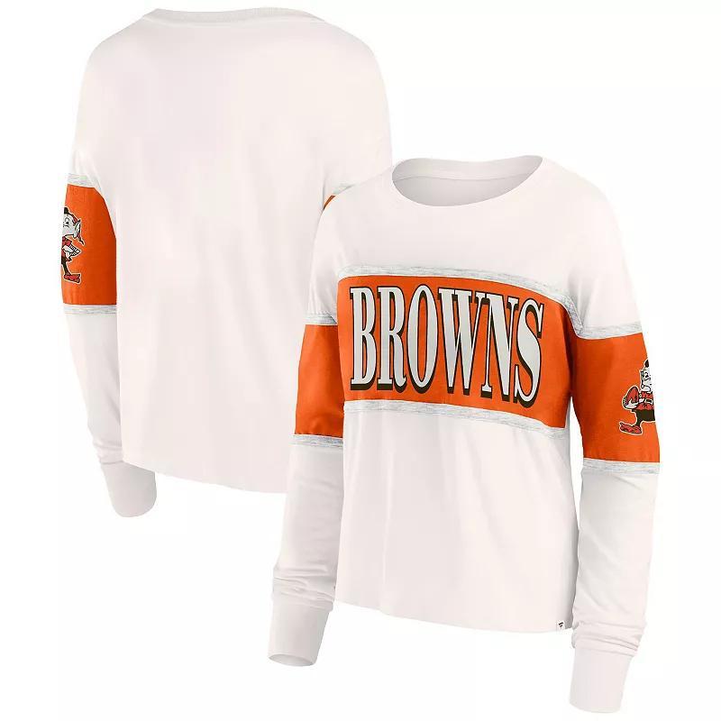 Womens Fanatics Cream Cleveland Browns Antique Block Long Sleeve T-Shirt Product Image