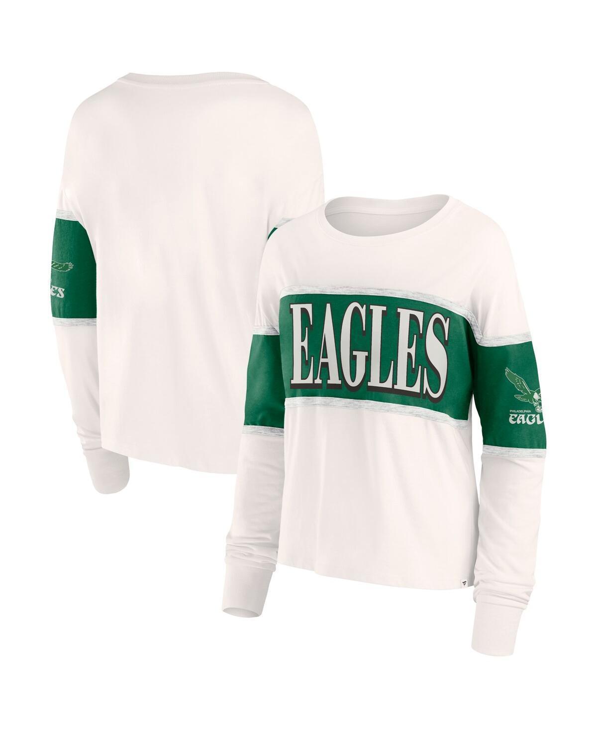 Fanatics Womens Cream Philadelphia Eagles Antique Block Long Sleeve T-Shirt - Cream Product Image