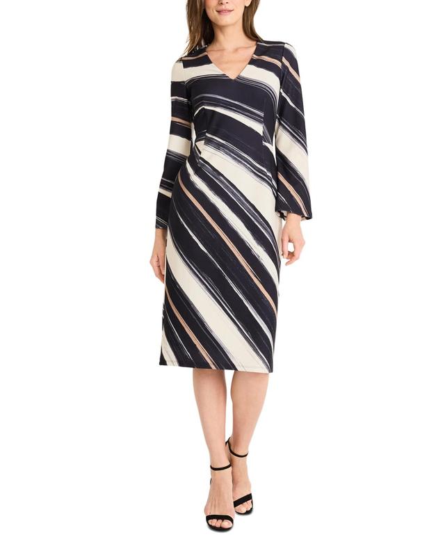 Maggy London Womens Printed Bell-Sleeve Sheath Dress Product Image