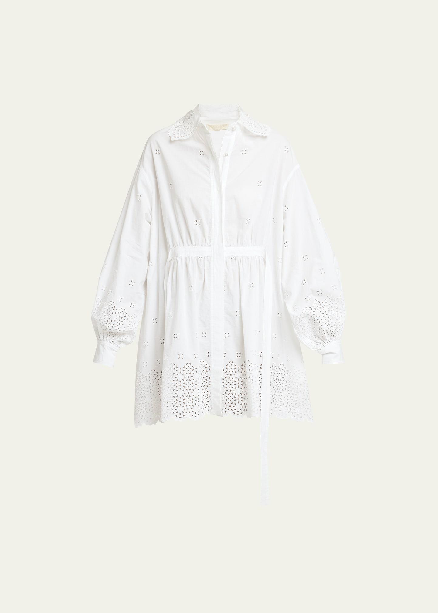 Ulla Johnson Gemma Long Sleeve Eyelet Cotton Shirtdress Product Image