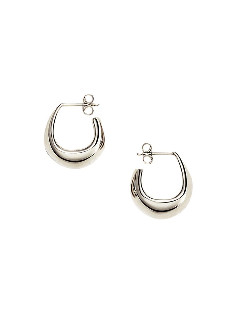 Mens Unisex Curved Mini Drop Hoop Earrings Product Image