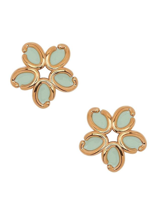 Womens Goldtone & Crystals Flower Earrings Product Image