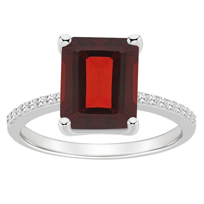 Macys Womens Garnet (4 ct.t.w.) and Diamond (1/10 ct.t.w.) Ring in Sterling Silver Product Image