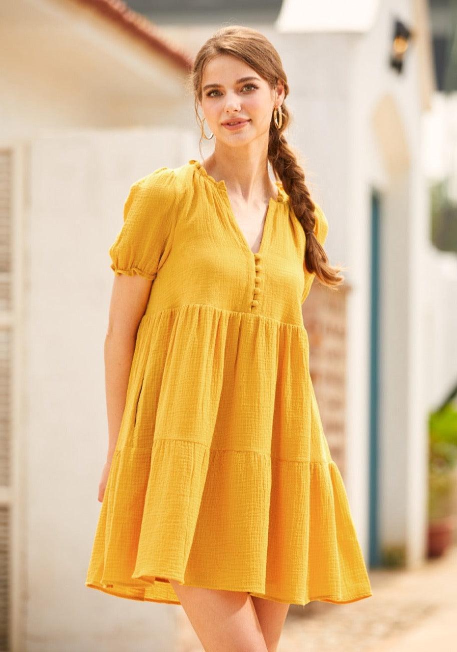 Sunshine Serenade Babydoll Dress Product Image