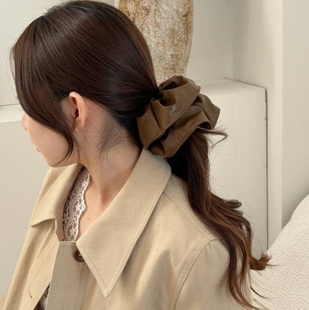 Plain Faux Leather Scrunchie Product Image