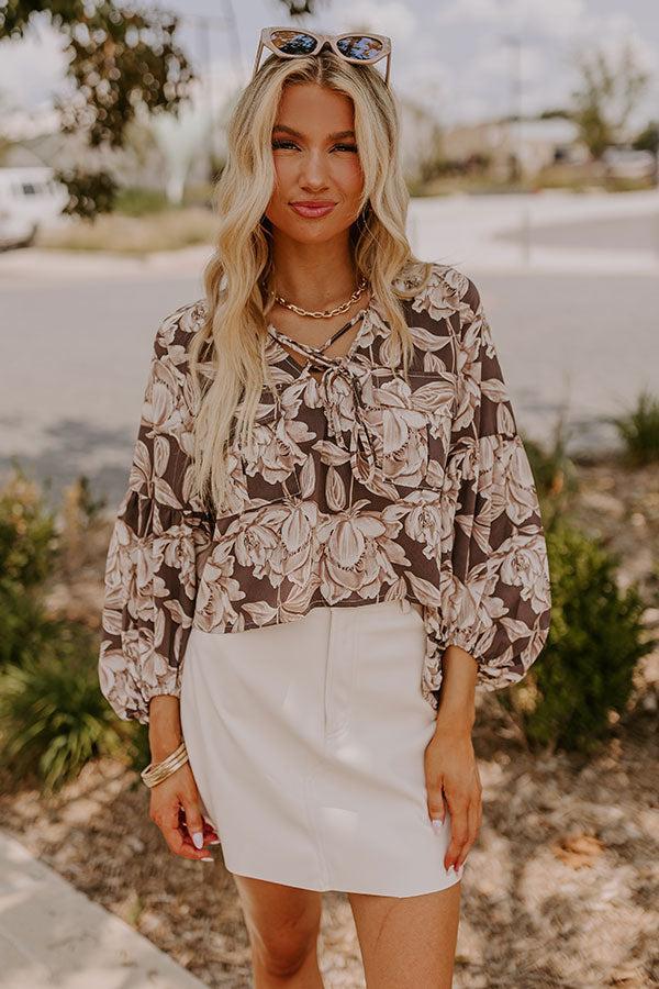 Courtyard Dreaming Floral Top in Espresso Product Image