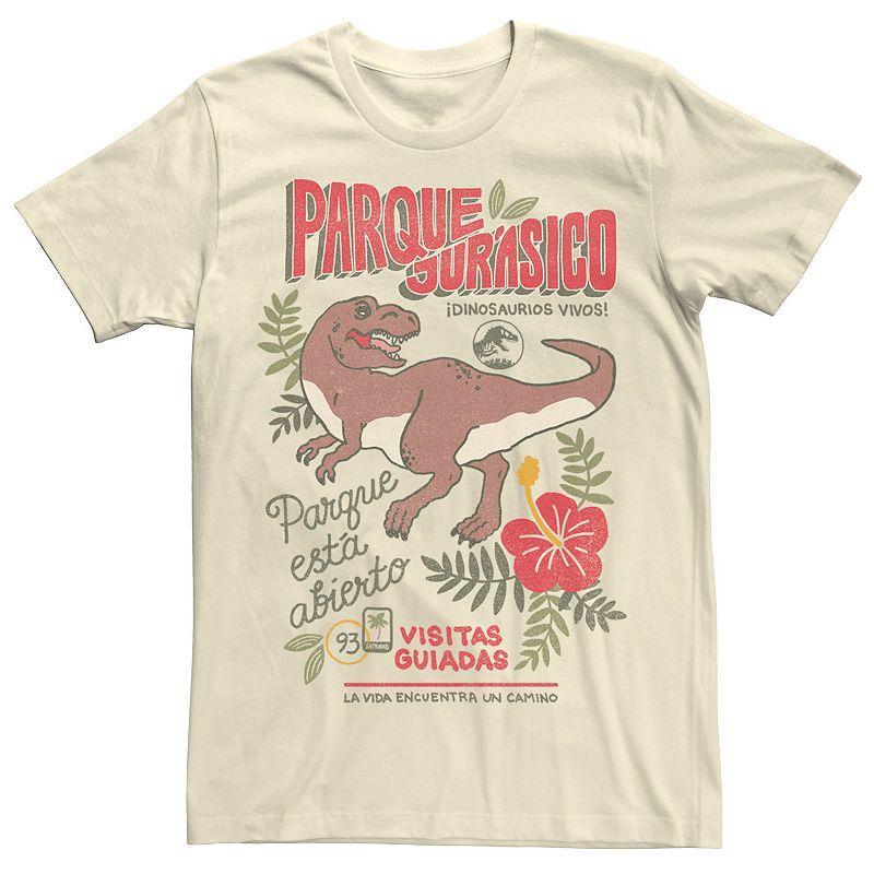 Mens Jurassic Park Spanish Opening Day Poster Tee Natural Product Image