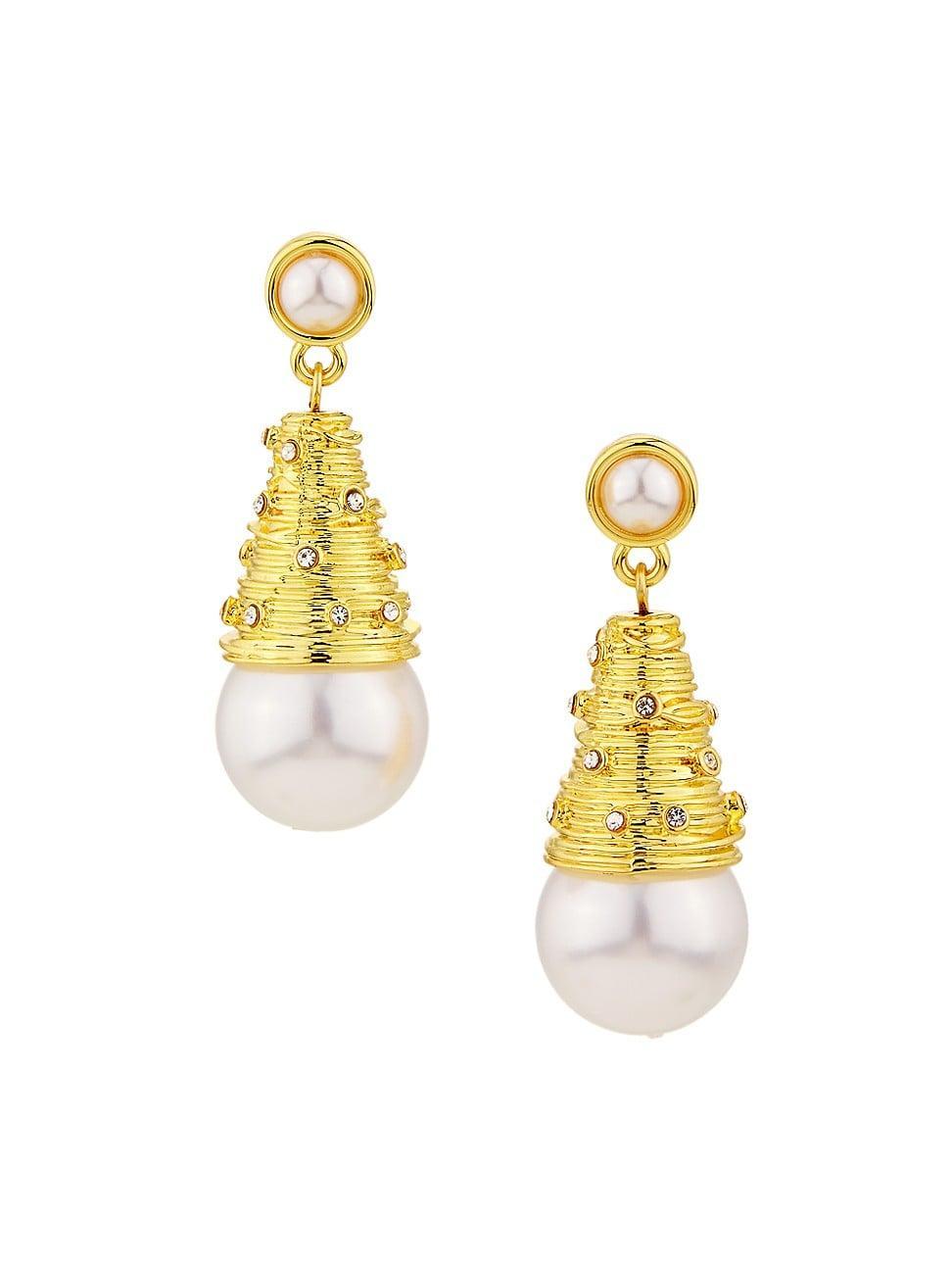 Womens Goldtone, Imitation Pearl & Glass Crystal Drop Earrings Product Image