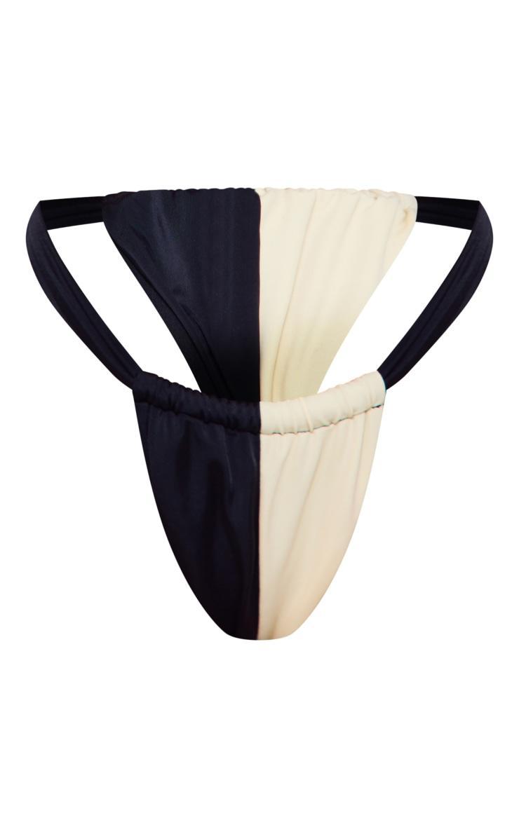 Black And Cream Contrast Bikini Bottoms Product Image