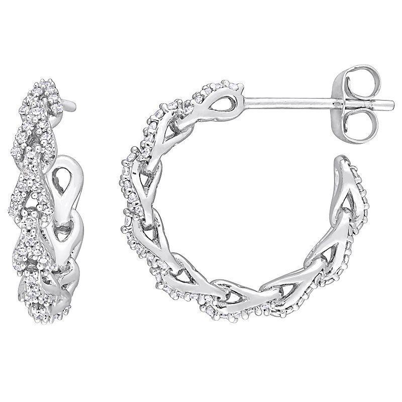 Stella Grace 10k White Gold 1/3 Carat T.W. Diamond Hoop Link Earrings, Womens, 10k Whgold Product Image