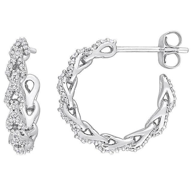 Stella Grace 10k White Gold 1/3 Carat T.W. Diamond Hoop Link Earrings, Womens Product Image