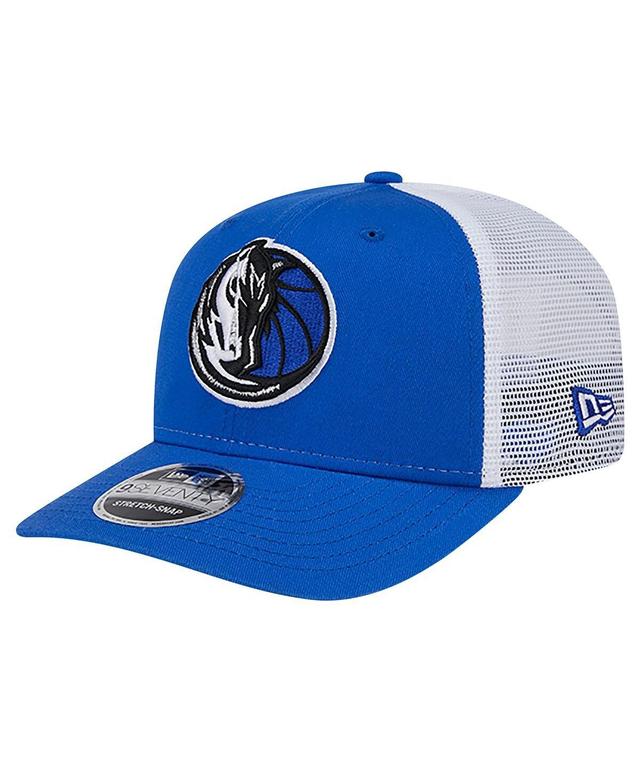 New Era Mens Blue Dallas Mavericks Trucker 9SEVENTY Coolera Stretch-Snap Hat - Blue, White Product Image