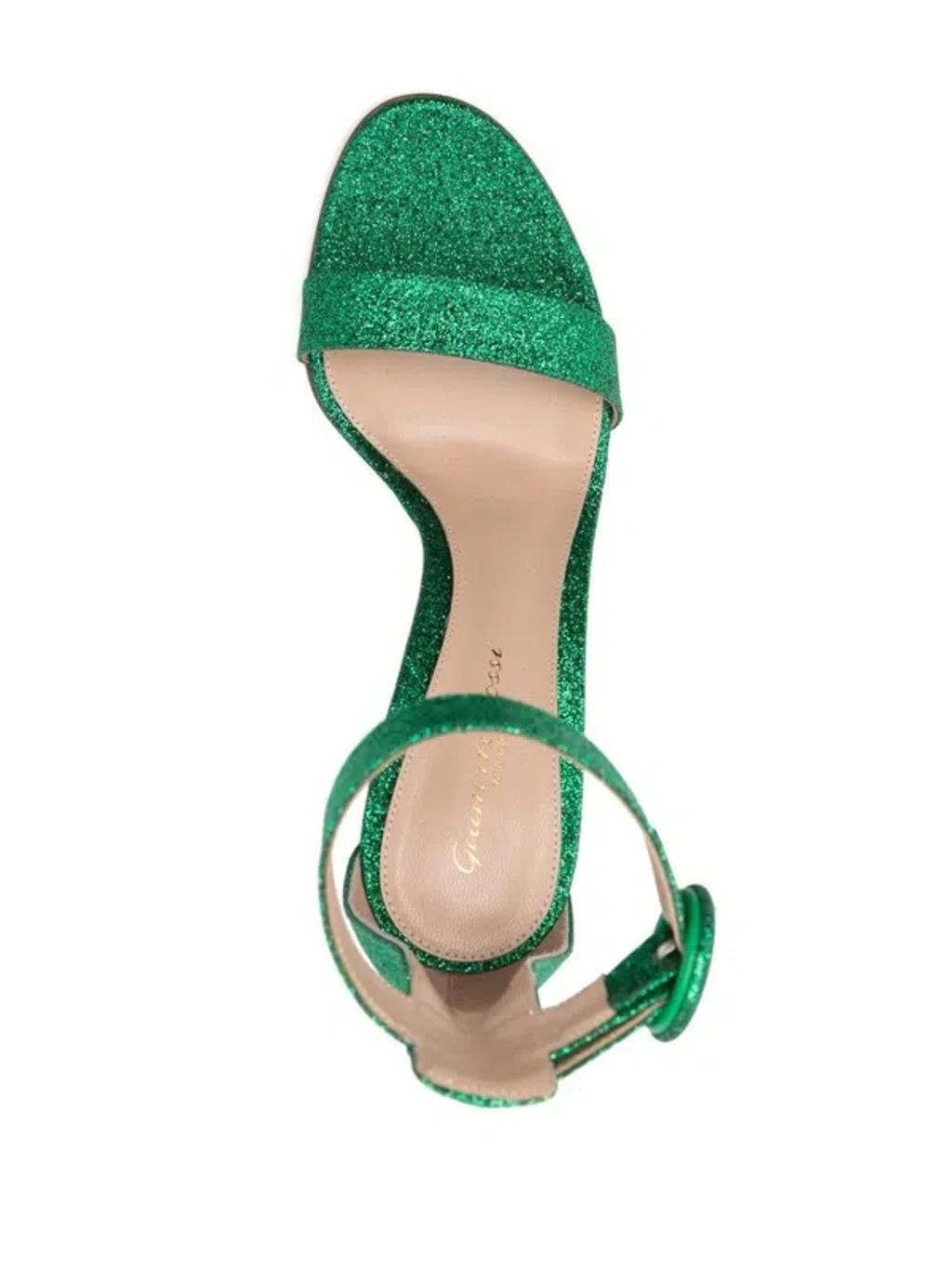 GIANVITO ROSSI Portofino Starlight Leather High Heel Sandals In Green Product Image