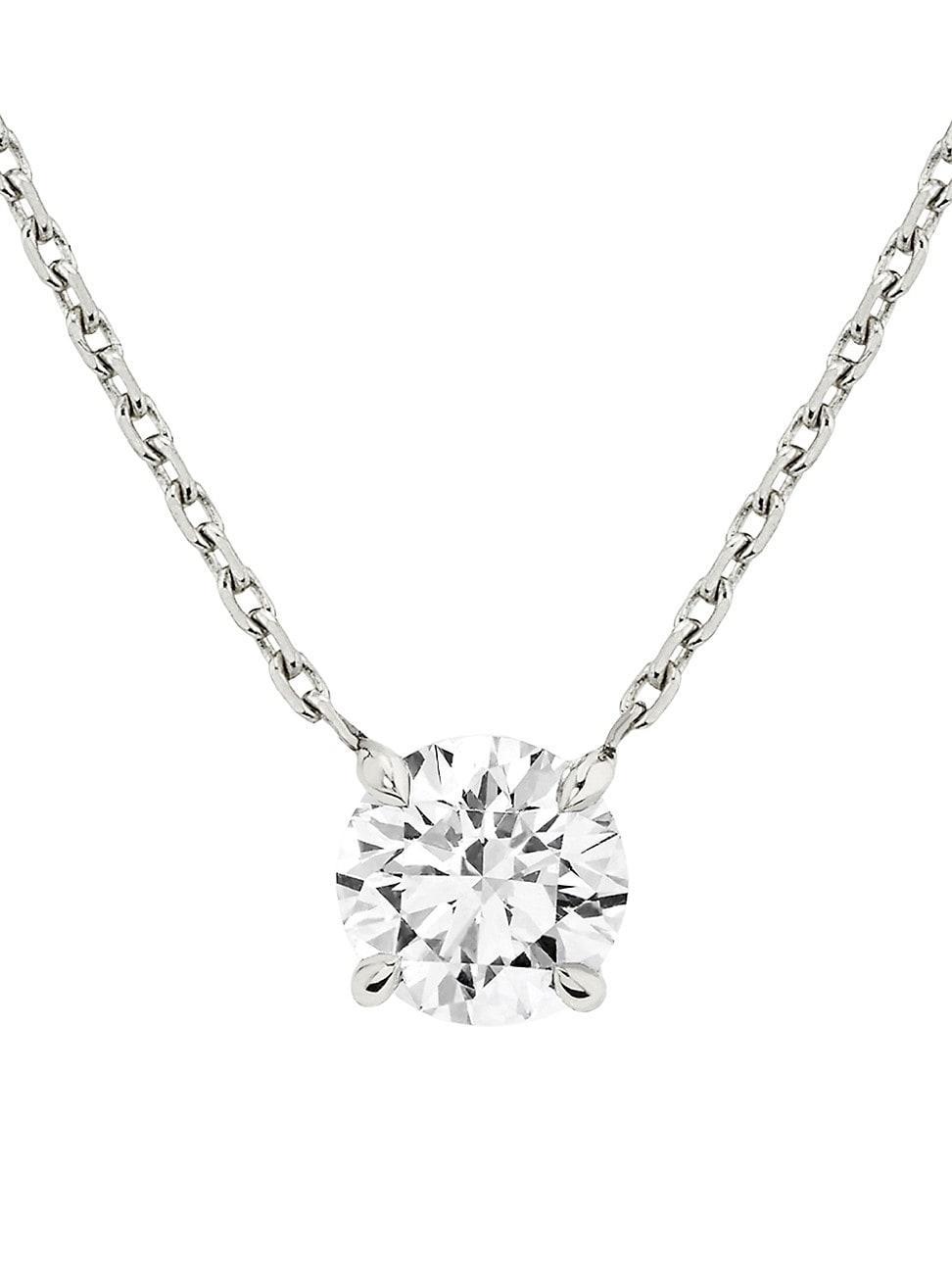 Womens 14K White Gold & Round 0.75 TCW Lab-Grown Diamond Pendant Necklace Product Image