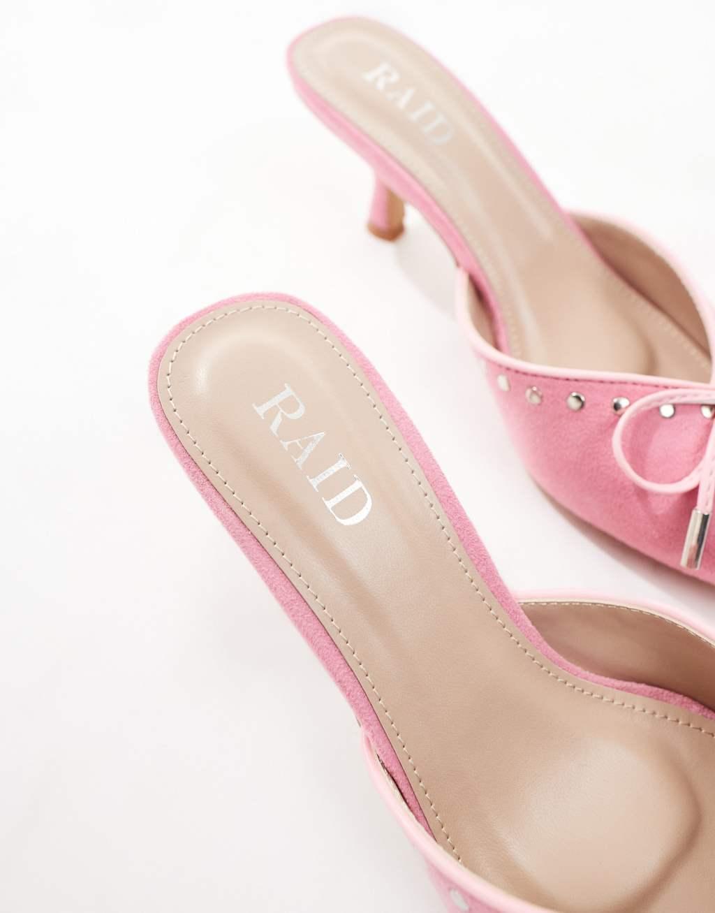 RAID Mimi kitten heel mules in pink  Product Image