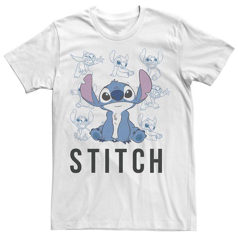 Disneys Lilo & Stitch Mens Just Adorable Stitch Sketches Tee White Product Image