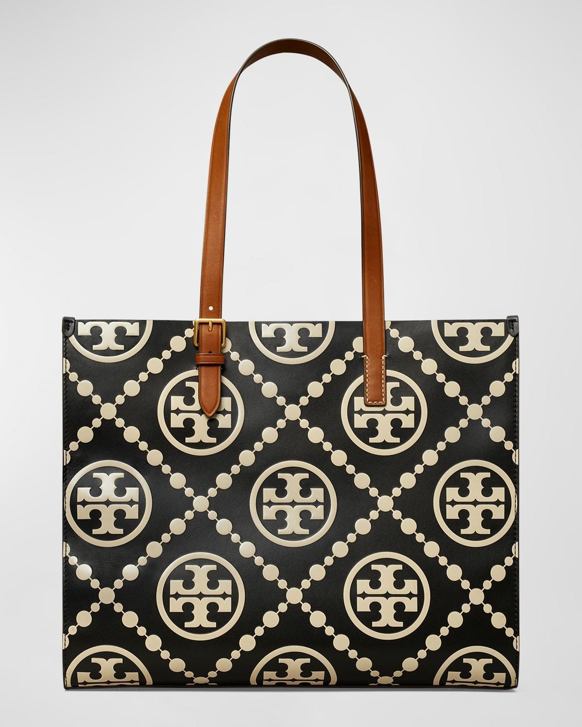 Tory Burch T Monogram Embossed Tote Bag - BLACK Product Image