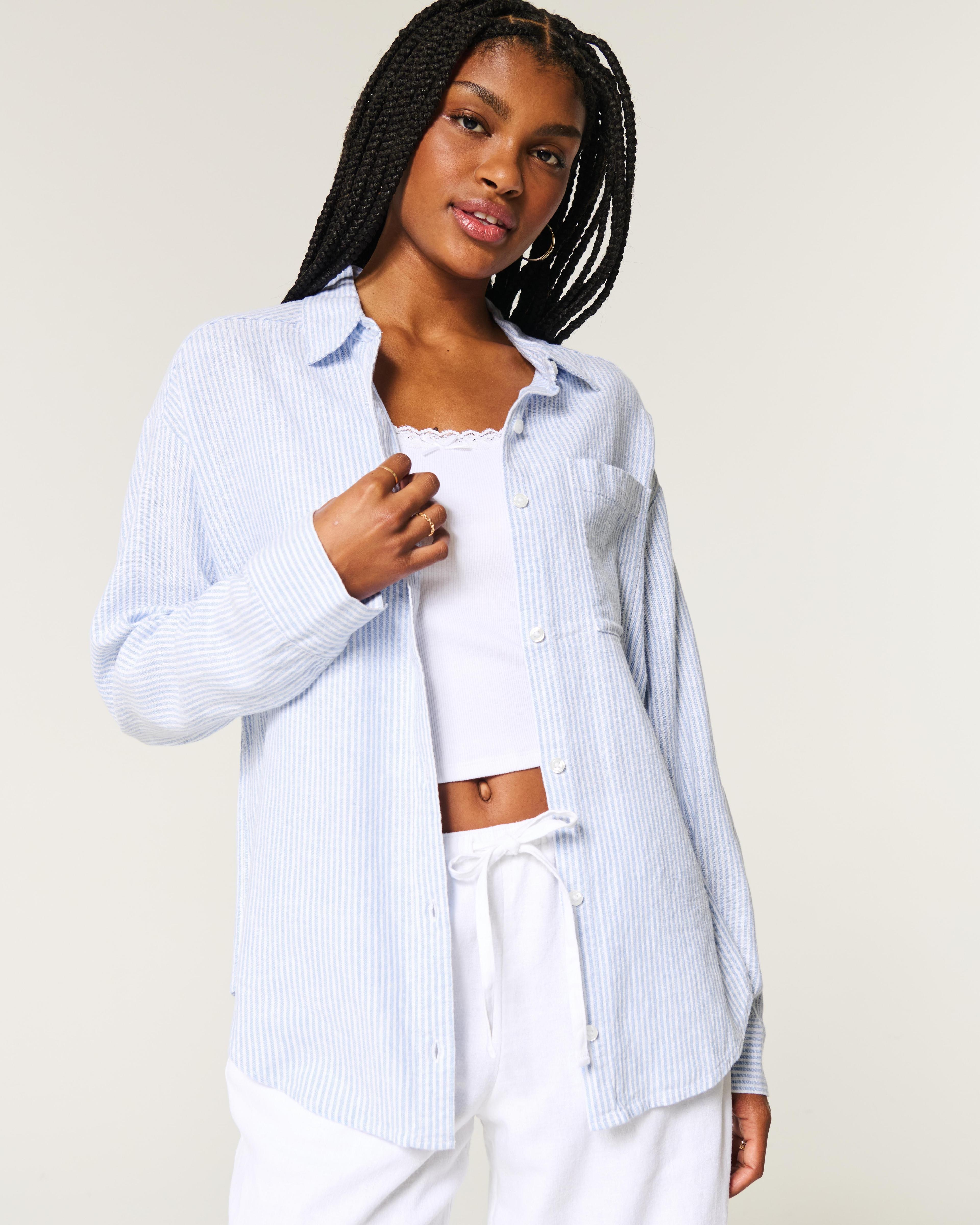 Oversized Linen-Blend Shirt Product Image