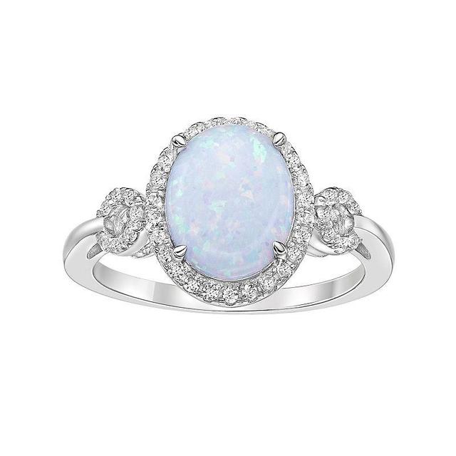 Gemminded Sterling Silver Lab-Created Opal & Lab-Created White Sapphire Ring, Womens Product Image