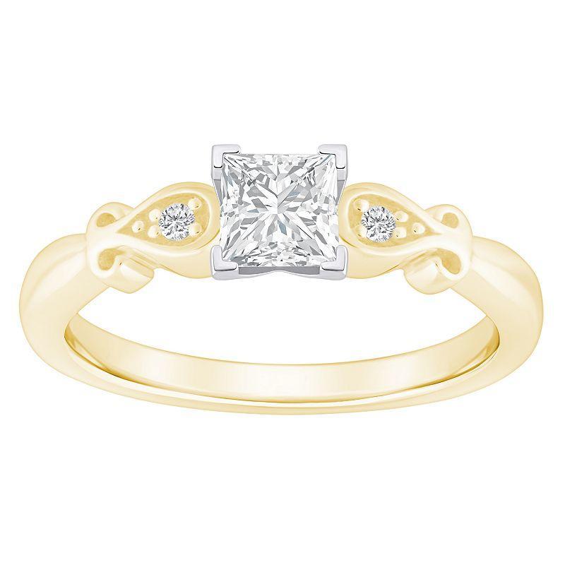 Alyson Layne 14k Gold 1/2 Carat T.W. Diamond Princess Cut Engagement Ring, Womens Two Tone Gold Product Image