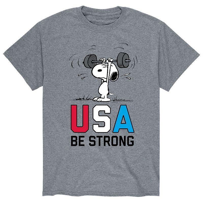 Mens Peanuts Snoopy USA Be Strong Tee Grey Product Image